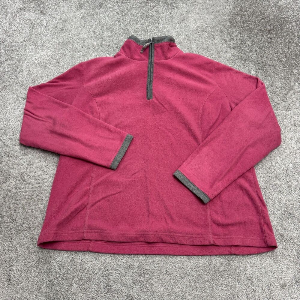 SB Active Fleece 1/4 Zip Pullover Jacket Womens XL Pink Gray Mock Neck Outdoor